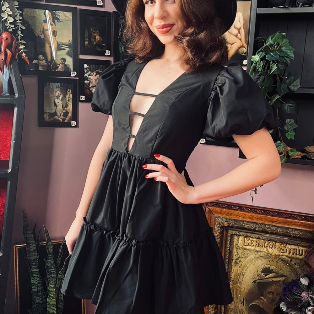 Austen - Cottage Core Bubble Party Dress with Cut Out Neckline - Picture 3 of 8